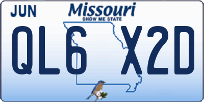 MO license plate QL6X2D
