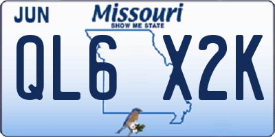 MO license plate QL6X2K