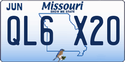 MO license plate QL6X2O