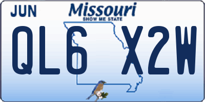 MO license plate QL6X2W