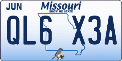 MO license plate QL6X3A