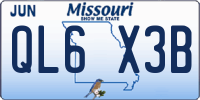 MO license plate QL6X3B