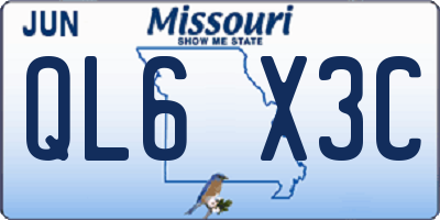 MO license plate QL6X3C
