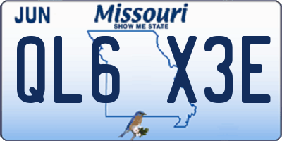MO license plate QL6X3E