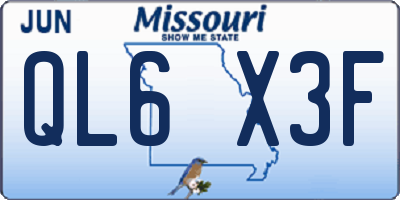MO license plate QL6X3F