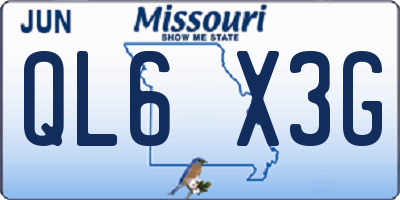 MO license plate QL6X3G