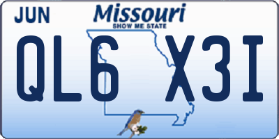 MO license plate QL6X3I