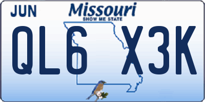 MO license plate QL6X3K