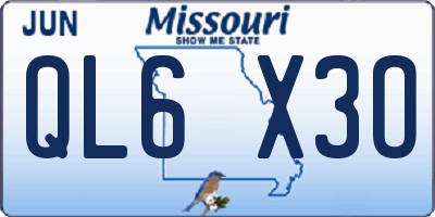 MO license plate QL6X3O