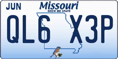 MO license plate QL6X3P