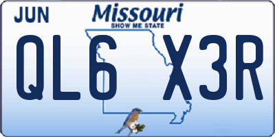 MO license plate QL6X3R