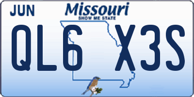 MO license plate QL6X3S