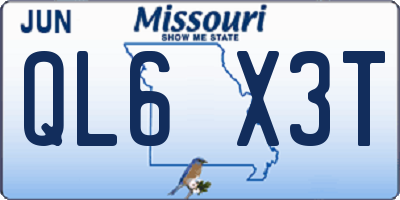 MO license plate QL6X3T