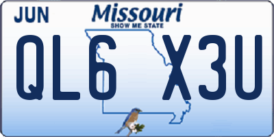 MO license plate QL6X3U
