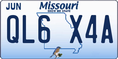MO license plate QL6X4A