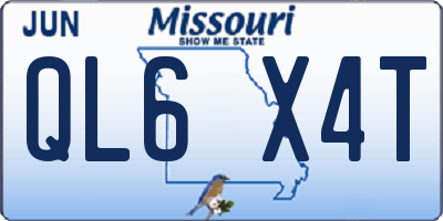 MO license plate QL6X4T