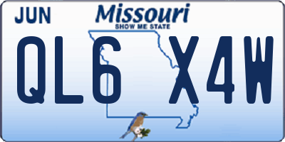 MO license plate QL6X4W