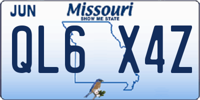 MO license plate QL6X4Z