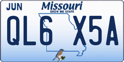 MO license plate QL6X5A