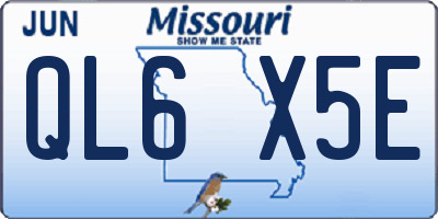 MO license plate QL6X5E