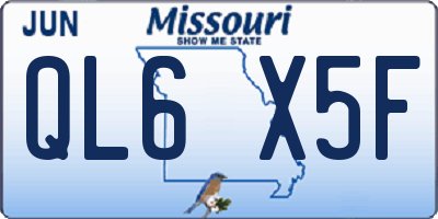 MO license plate QL6X5F