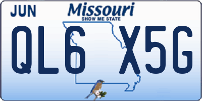 MO license plate QL6X5G