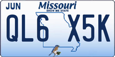 MO license plate QL6X5K