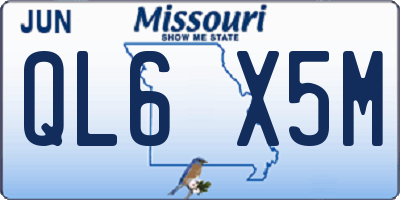 MO license plate QL6X5M
