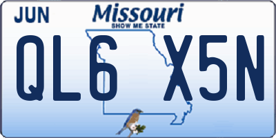 MO license plate QL6X5N