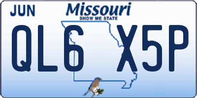 MO license plate QL6X5P