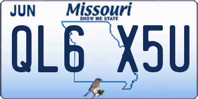 MO license plate QL6X5U