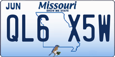 MO license plate QL6X5W