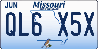 MO license plate QL6X5X