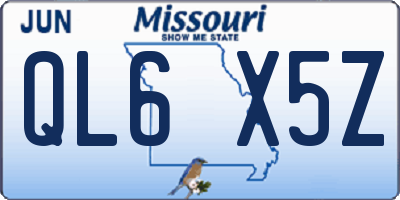 MO license plate QL6X5Z