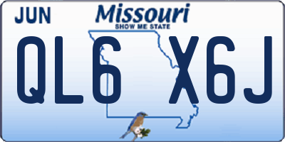 MO license plate QL6X6J