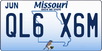 MO license plate QL6X6M
