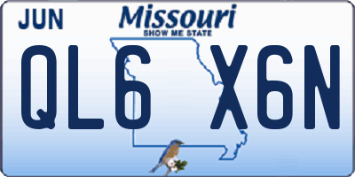 MO license plate QL6X6N