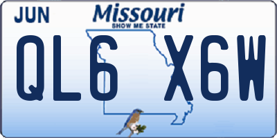MO license plate QL6X6W