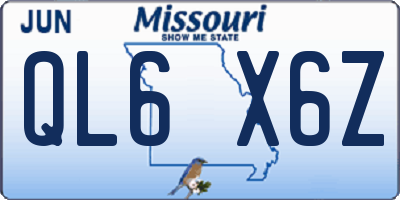 MO license plate QL6X6Z