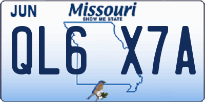 MO license plate QL6X7A