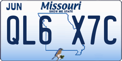 MO license plate QL6X7C