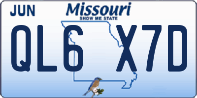 MO license plate QL6X7D