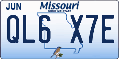 MO license plate QL6X7E