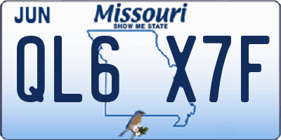 MO license plate QL6X7F