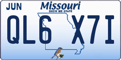 MO license plate QL6X7I