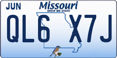 MO license plate QL6X7J