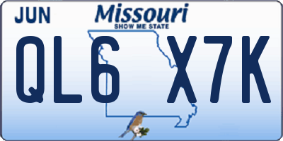 MO license plate QL6X7K