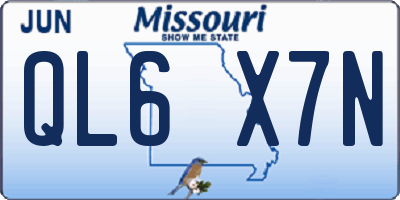 MO license plate QL6X7N