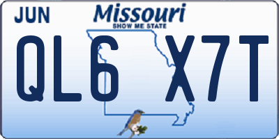 MO license plate QL6X7T