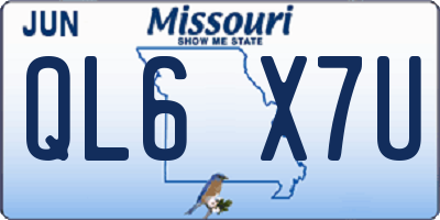 MO license plate QL6X7U